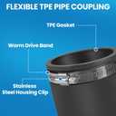 2 Pcs 1-1/2 IN Flexible PVC Pipe Coupling with Stainless Steel Clamps Fit 1-1/2 IN Nominal Pipes, Couplers for Plastic and Copper Pipe Plumbing Connections, Drain Repair, Dust Hose