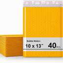 10 x 13 Inch Bubble Mailer 40 Pack, Waterproof Padded Envelopes with Strong Self-Seal Adhesive, Cushioning Shipping Bags with Bright Color for Small Business - Yellow