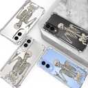 Hungo Compatible for Samsung Galaxy S25 Edge Case for Women Girls Clear Design Cute, Girly for Women Girls Floral Transparent Skin Skull Skeleton