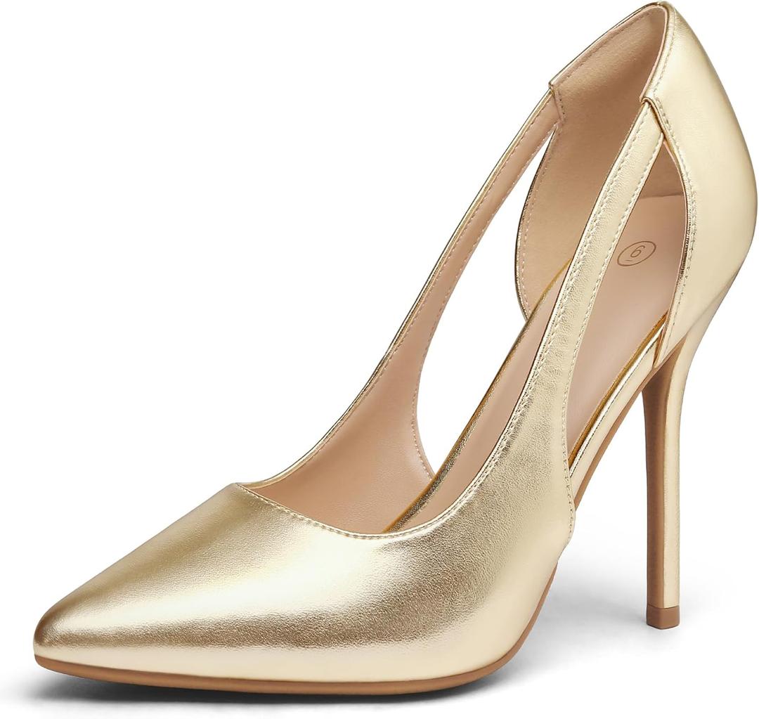 mysoft Women's Stiletto Heels Pumps Closed Toe 4IN Cut Out High Heels Pointed Toe Dress Shoes (8)