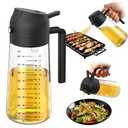 TrendPlain 16oz/470ml Glass Olive Oil Sprayer for Cooking – 2 in 1 Olive Oil Dispenser Bottle for Kitchen Gadgets and Air Fryer Accessories, Salad, BBQ - Black