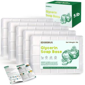 5lb Glycerin Soap Base - Unscented Melt and Pour Soap Base for DIY Crafting, Easy to Cut, Vegan and Cruelty-Free, Moisturizing and Gentle on Skin for Soap Making Supplies (Transparent, 5 Pound) (16 Ounce (Pack of 5))