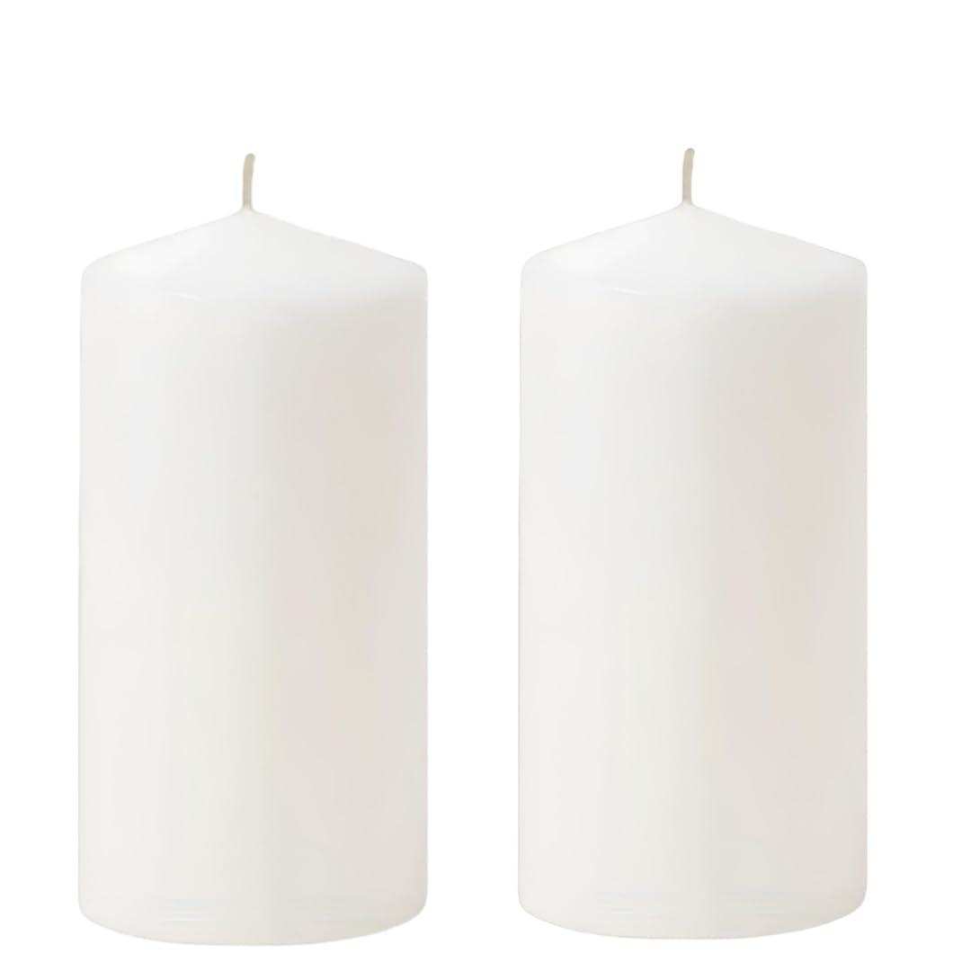 White Pillar Candle Set - 4 Unscented Decorative,Parties, Large Candles, White Candle Columns, Column Candles Clearance or Kwanzaa, 2.4" x 6" (2PC, 6cmX15cm)