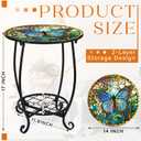 Cinnvoice Outdoor Side Table Round Small Mosaic Patio Accent Indoor End Plant Coffee Tea Table for Yard Patio Porch Garden Living Room, Bedroom(Butterfly Style,14 Inch)