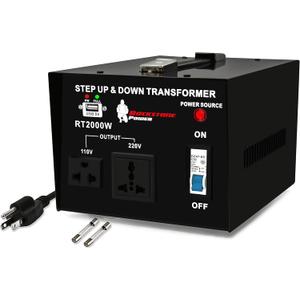 2000 Watt Voltage Converter Transformer - Heavy Duty Step Up/Down AC 110V/120V/220V/240V Power Converter - Circuit Breaker Protection DC 5V USB Port - CE Certified