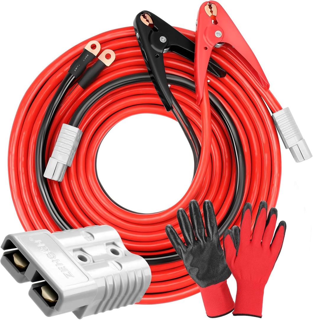 Heavy Duty Booster Jumper Cables, 25 Feet 1000A 1 Gauge Automotive Booster Cables with Quick Connect Plug Jumper Cables Kit for Car, SUV, Trucks, RV up to 8-Liter Gasoline