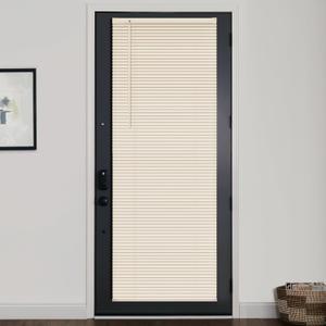 LazBlinds 1" Vinyl Mini Blinds for Doors, Cordless French Door Blinds for Privacy, Light Filtering Privacy Horizontal Shades for Front Door Patio Sidelight Glass Door, 26" W x 72" H, Beige