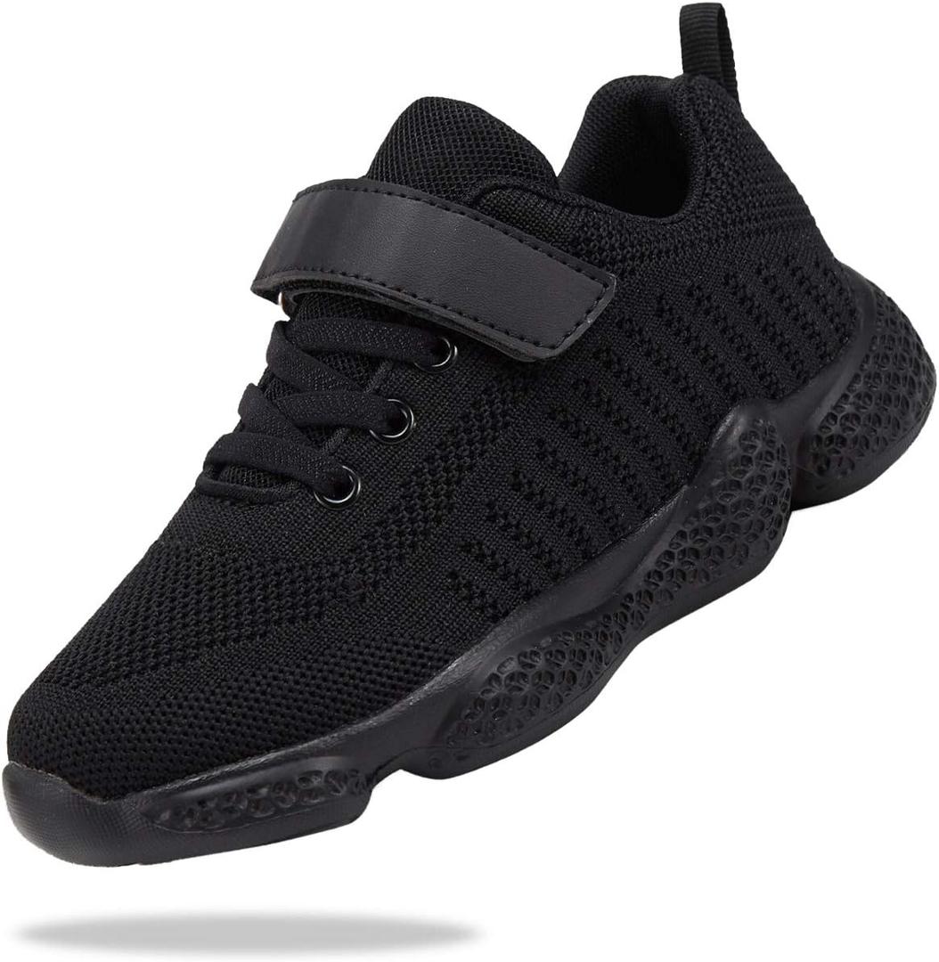 Santiro Black Tennis Shoes for Girls Kids Sneakers Boys Lightweight Running Shoes Breathable Athletic Shoes All Black (Toddler/ Little Kid/ Big Kid) 12.5 M US