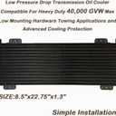 Low Pressure Drop Transmission Oil Cooler 40k Transmission Oil Cool Compatible For Heavy Duty 40,000 GVW Max Low Mounting Hardware Towing Applications and Advanced Cooling Protection LPD47391