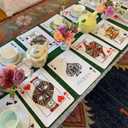 Gandeer 12 Pcs Wonderland Tea Party Decoration Poker Casino Placemats Party Game Table Non Slip Cup Mats for Dining Kitchen Birthday Baby Shower Decor Supplies