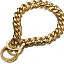 Gold Chain Dog Collar 11/15/19mm Wide Stainless Steel Cuban Link Slip Choker Chew Proof Collar Training Walking for Small, Medium and Large Dogs 12in-26in (15mm,12'') (12inch (Fits dogs neck 8in-10in))