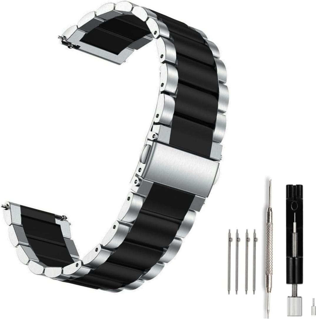 2 x Moran Stainless Steel Watch Band Quick Release Replacement Metal Strap 20mm 22mm for Men Women