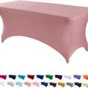 Peomeise 8FT Spandex Table Cover Rectangular Stretch Spandex Tablecloth (Dusty Rose,8FT), 96" x 30"