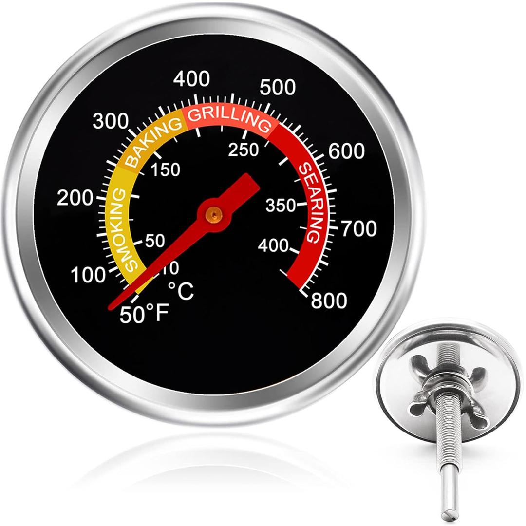 Hiorucet Grill Thermometer Grill Temperature Gauge Smoker Thermometer Charcoal Grill Pit Heat Indicator for Meat Cooking Beef Pork Lamb, 2 3/8 Inch Smoker Temperature Gauge with Fahrenheit (2 3/8 inch large dial)