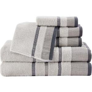 Great Bay Home Decorative Bath Towel Set - Luxury Cotton 6 Piece Towel Set - Luxurious, Ultra-Soft, Durable Towels for Bathroom Decor (Light Grey/Mid Grey/Dark Grey)