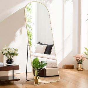 Full Length Mirror, 64"x21"Arched Full Body Floor Mirror Standing Hanging or Leaning Wall, Arch Wall Mirror with Stand Aluminum Alloy Thin Frame for Bedroom Cloakroom
