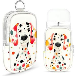 Energymax Hand Sanitizer Spray Case, Compatible with Touchland Hand Sanitizer Mist Spray, Portable Mini Pouch, Fashion Accessory Keychain with Snap Hook 1FL. OZ., Spotted Dog, 2 Pack