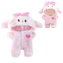 2 x Cute Pink Clothes Set, Hat & Overalls Set for 17cm Doll, Plush Pink Clothes Outfit for Toys (No Doll)