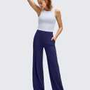 G4Free BareFeel High Stretch Wide Leg Pants for Women Soft Comfy Casual Yoga Pants with Pockets Petite/Regular/Tall (Black, XXL)