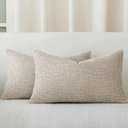 a moment Taupe Chenille Throw Pillow Covers 12x20 Inch Pack of 2 Modern Decorative Throw Pillow Covers Farmhouse Cross Throw Pillowcases Home Decor for Sofa Bedroom Living Room