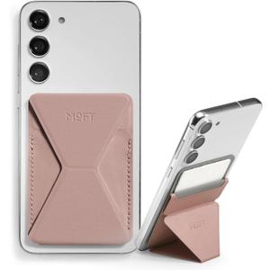 MOFT Phone Stand, Adhesive Card Holder Fits 2-3 Cards, Slim & Portable Leather Phone Wallet, 2 Viewing Angles, RFID Blocking, Compatible with iPhone, Galaxy and Most Smartphones- Classic Nude