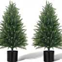 3FT Artificial Topiary Cedar Trees, 2Pack Faux Plants with Pot