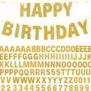 TaoBary 112 Pcs DIY Letter Kit Glitter Customizable Banner Letters Include 107 Letters and Numbers 3 Rope and 2 Needles for Birthday Halloween Christmas Wedding Valentine Party Decor(Gold)