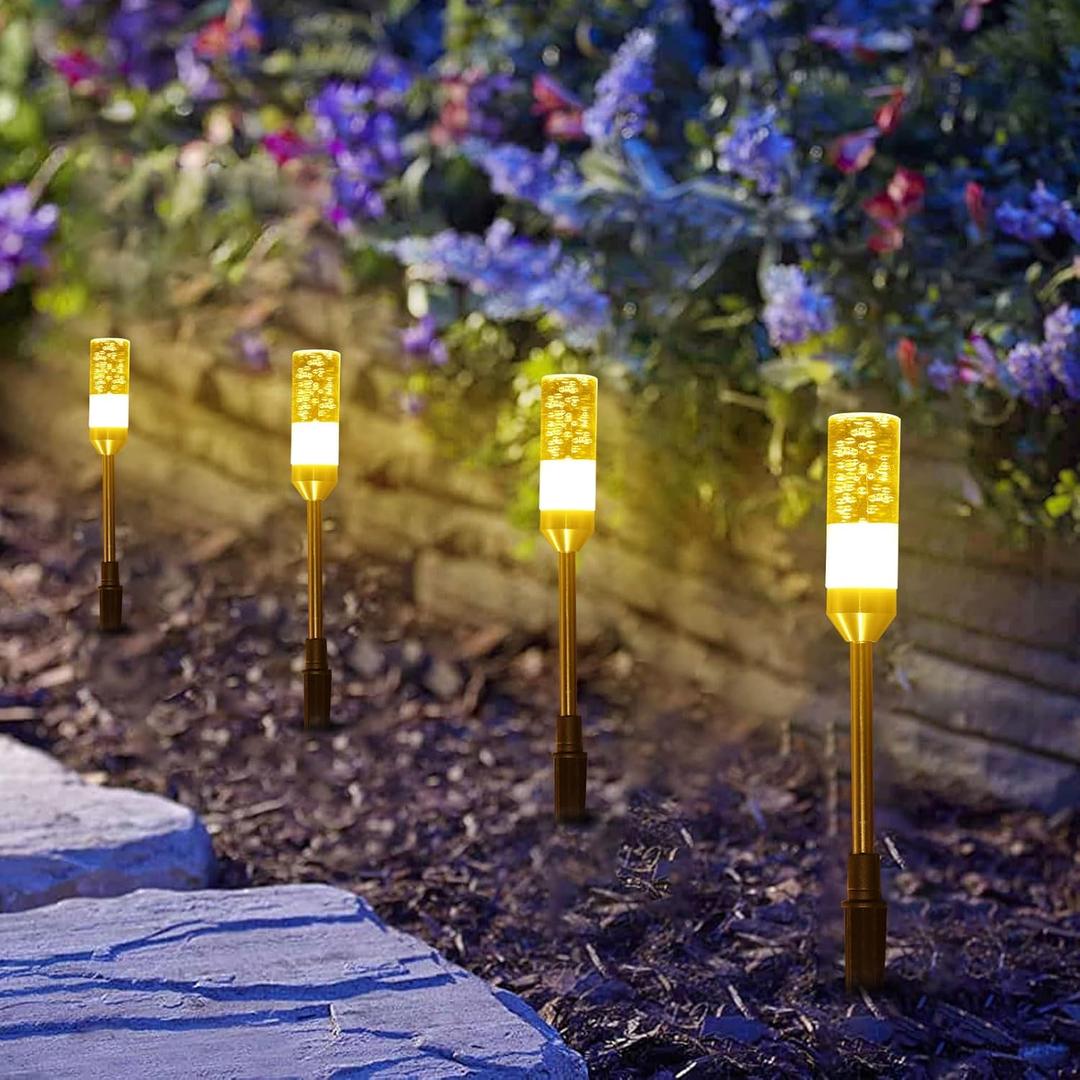 B-right LED Pathway Lights Outdoor, 6 Pcs Path Lights 570 Lumens AC Plug 12V Low Voltage Landscape Lighting, Extendable IP65 Waterproof Outdoor Garden Light for Patio Yard Walkway, Warm White 2700K