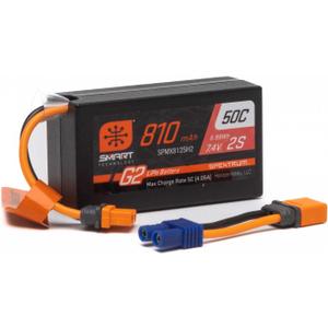 Spektrum 7.4V 810mAh 2S Smart G2 50C LiPo: IC2, SPMX812SH2