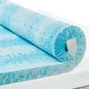 PERLECARE 3 Inch Queen Memory Foam Mattress Topper, Cooling Gel Infused Mattress Pad, Ventilated Bed Topper for Pressure Relief, Made with CertiPUR-US Certified Foam, Blue
