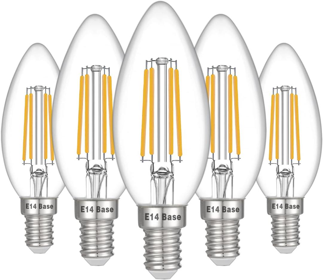 E14 LED Bulb Dimmable, 40W Equivalent, Filament Clear Glass, 4W 400LM, Soft White 2700K, E14 European Base Light Bulbs, Pack of 5