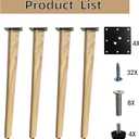 QLLY 28 inch Slant Wooden Table Legs, Solid Wood Angled Desk Legs, Furniture Legs, Set of 4, Easy to Install - Perfect for DIY Dining Tables, Coffee Tables, and Benches (Natural, 28")