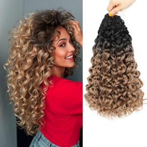 New Gogo Curl Crochet Hair Pre Looped 8 Packs Pre Twisted Curly Crochet Hair for Black Women Beach Curl Wave Crochet Synthetic Hair Extensions (14Inch 1B/27#)