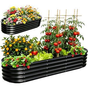 NestNature 17" Tall Galvanized Garden Bed,10-in-2 Modular Raised Garden Bed