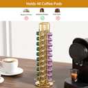 SEVENLINE Coffee Pod Holder Stand Compatible With Nespresso Original Pods Carousel Storage Rack Capsules Organizer For 40 Capsules (Gold)