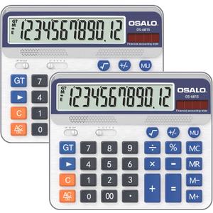 Desktop Calculator Extra Large 5-Inch LCD Display 12-Digit Big Number Accounting Calculator with Giant Response Button, Battery & Solar Powered, Perfect for Office Business Home Daily Use(6815-2pcs)