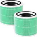 Fil-fresh Core 300 Replacement Filter, Compatible with LEVOIT 300 and Core 300S Air Purifier, Smoke Removal, H13 True HEPA Filters and Activated Carbon, Replace Core 300-RF-TX, 2-Pack (7.56*5.8*7.56 inch, Green)