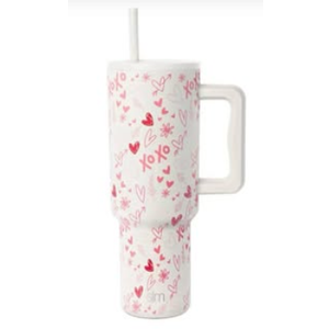 Simple Modern 40 oz Trek Tumbler with Handle and Straw Lid | Cup Holder Friendly Insulated Stainless Steel Travel Mug | Happy Heart Eyes