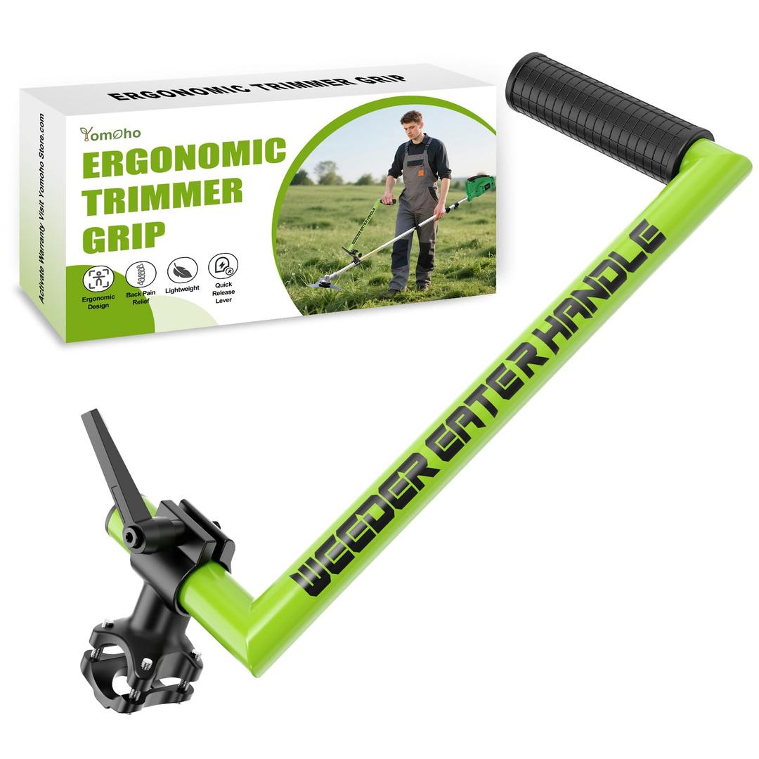 Upgraded Weed Eater Handle, Ergonomic String Trimmer Handle with Adjustable Shoulder Strap and Clamp, Weedeater Handle Extension for Lawn Care, Landscaping, and Yard Trimming Edging (16.9")