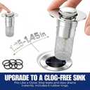 Elivo Bathroom Sink Stopper (2 pc) 2.90x2.30x1 inches Bathroom Sink Drain Stopper & Removable Basket Combo, Bathroom Sink Stopper Plug - Easy to Clean Bathroom Sink Drain Strainer