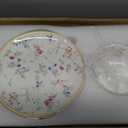 Floral Dinnerware Set for 4, 12-Piece Porcelain Plates and Bowls, Gold Rim