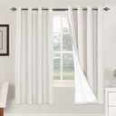 H.VERSAILTEX Linen Blackout Curtains 72 Inches Long 100% Absolutely Blackout Thermal Insulated Textured Linen Look Curtain Draperies Anti-Rust Grommet, Energy Saving with White Liner, 2 Panels, Ivory