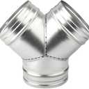 GASHER Duct Splitter 3 Way 6 inch Duct Hose Connector, Y Shape Duct Splitter, for Dryer Vent, Extractor Fan, Galvanized Steel Duct