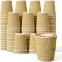 120 Count 8 oz Coffee Cups, Insulated Ripple Wall Paper Hot Cups, Leak-Proof Paper Cups for Coffee, Tea, Cocoa, Perfect for Office, Party, Travel