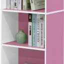 Furinno LUDER Book Shelf, 5-Cube Bookshelf, Bookcase with Open Shelf, 9.4 x 15.8 x 52, for Living Room, Bedroom, Home Office, White/Pink