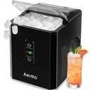 Aeitto Ice Makers Countertop, 9 Ice Cubes Release in 6 Mins, 26Lbs/24H, 2 Sizes of Bullet Ice Machine,Self-Cleaning Portable Ice Maker with Ice Scoop and Basket for Home Kitchen Office RV Bar, Black