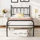 DUMOS Twin Bed Frame, Heavy Duty Metal Platform Bed with 11.9" Space Storage, Heavy Duty Steel Slat Support, No Box Spring Needed, Easy Assembly, Black New