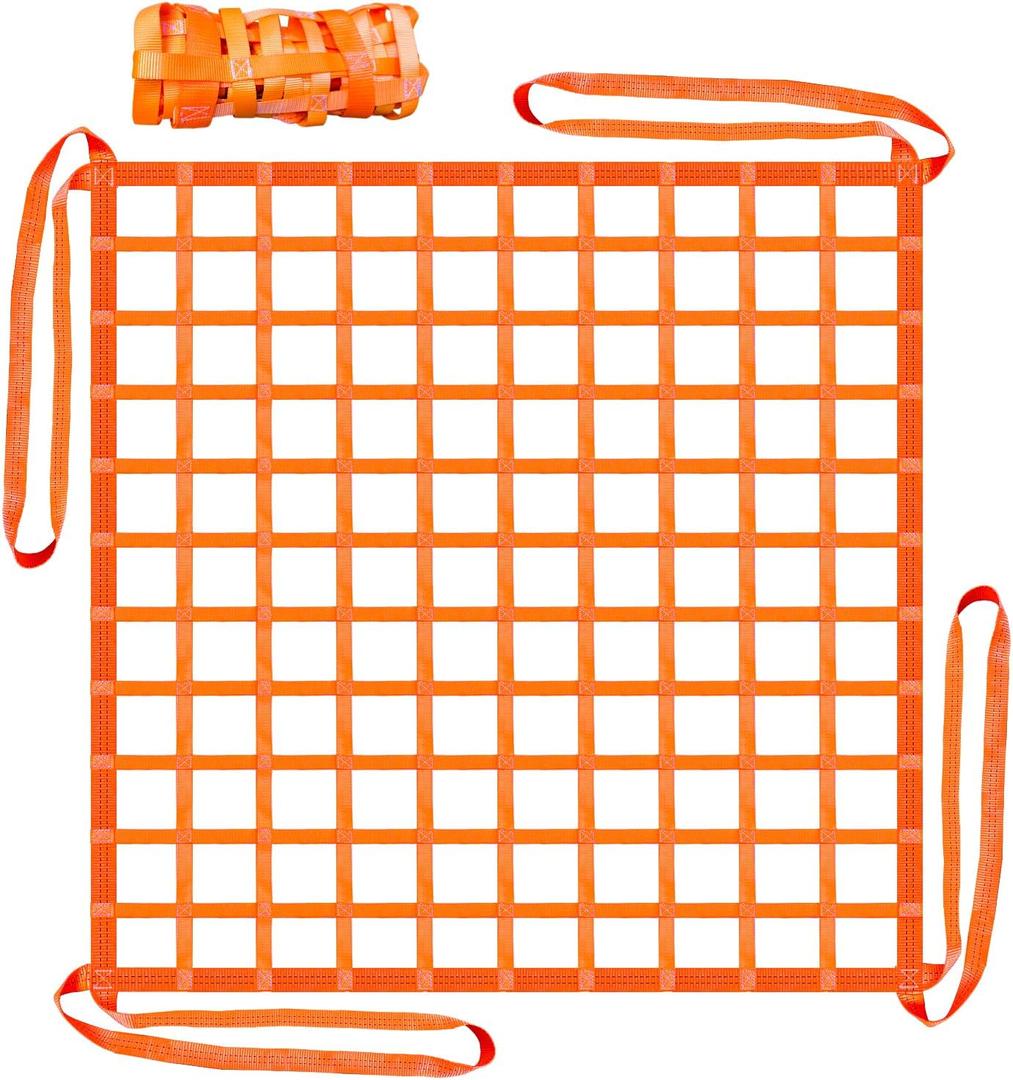 Cargo Lifting Net 6.56'x6.56', Lifting Net Straps for Hoist 4500lbs Load Capacity, Nylon Sling Hoisting Net 15CM Square Hole for Construction Rigging Moving Towing Hoisting Unloading (2M*2M)