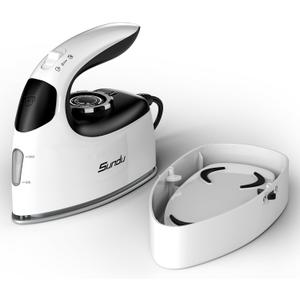 Sundu Small Steam Iron for Clothes, 1000W Travel Iron Portable with Silver Non-Stick Soleplate, 300 Microsteam Holes & 90ml Tank, Lockable Base for Quilting & Sewing (Silver) (Black and White)