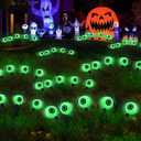 Dazzle Bright Halloween Decorations Outdoor, 6 Pack 36LED Solar Eyeball Pathway Lights, Scary Waterproof Solar Green Firefly Lights for Garden Lawn Yard Decor